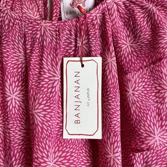 NWT Banjanan Ruffled Andrea Top in Petal Powder Fuchsia Cotton Women Size XS - Picture 4 of 9